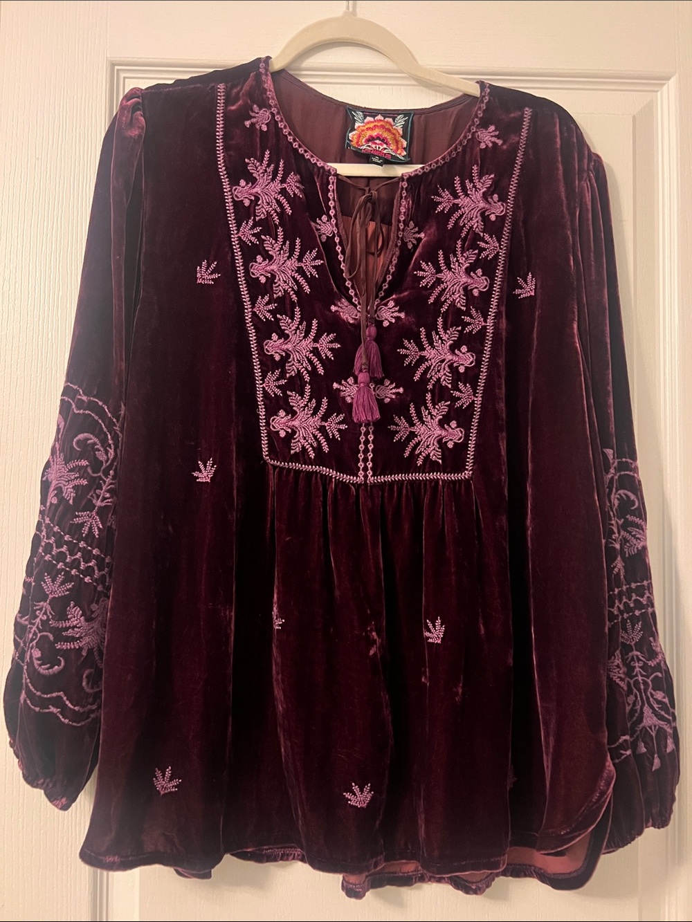 Like New Johnny Was Velvet Burgundy blouse size XL